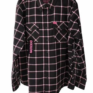 Dixxon Snap-On Black and Pink Plaid Shirt